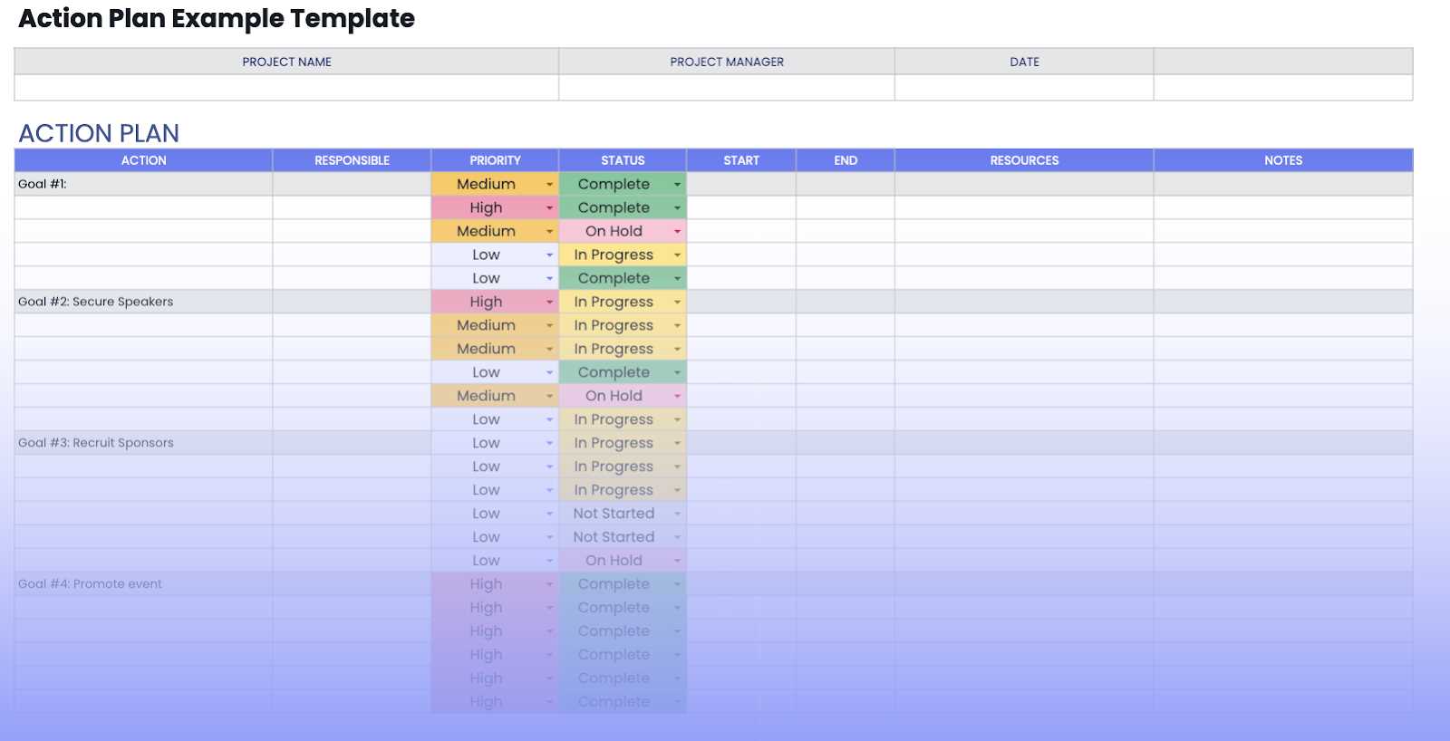 action plan calendar template