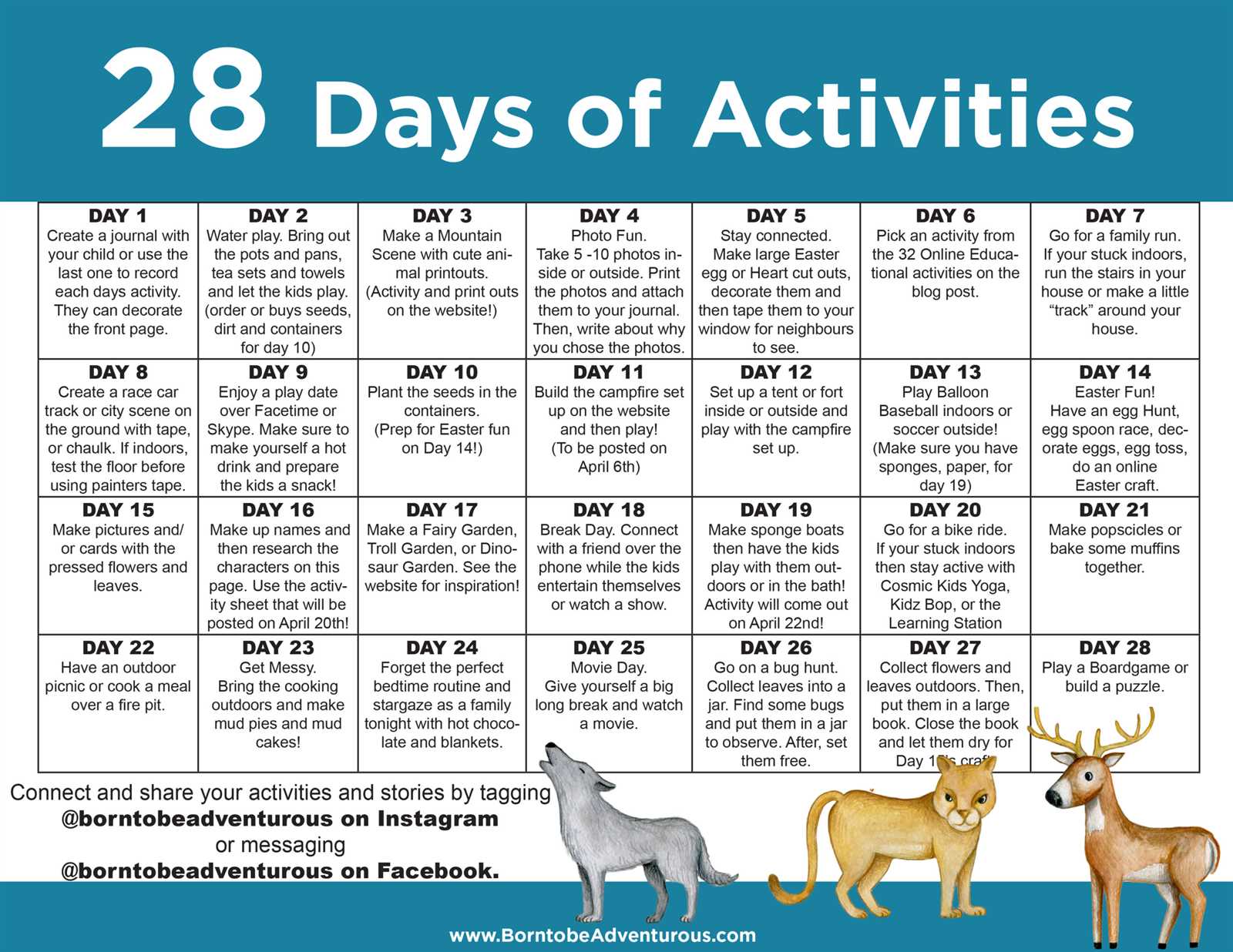 activities calendar template