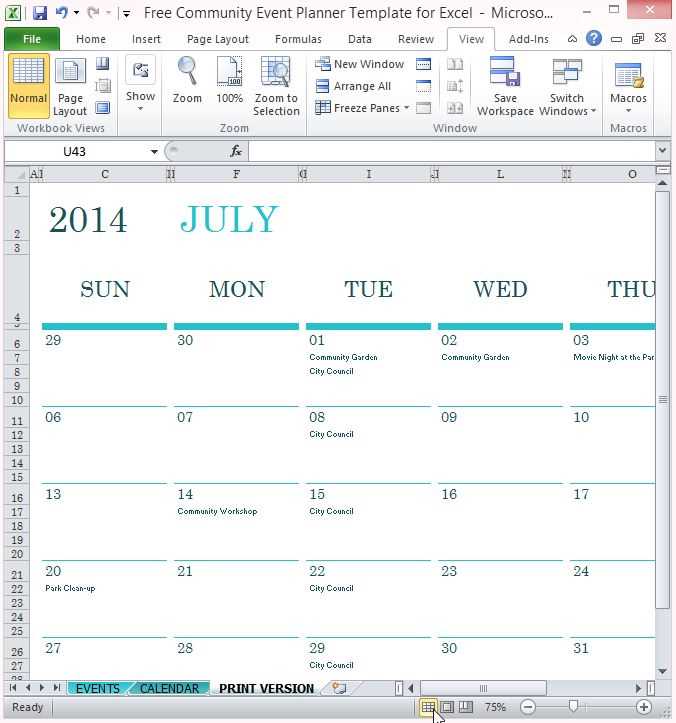 activity calendar templates