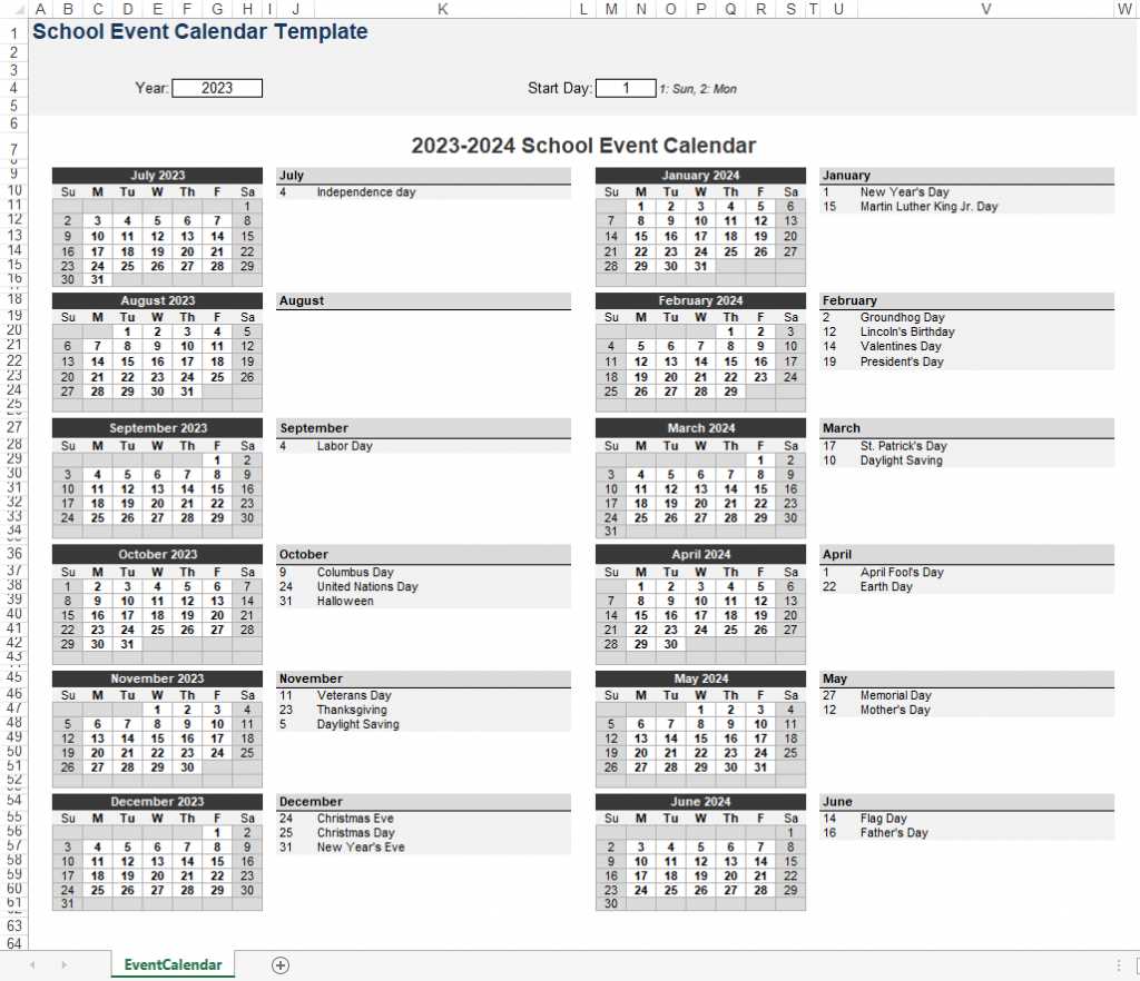 activity calendar templates