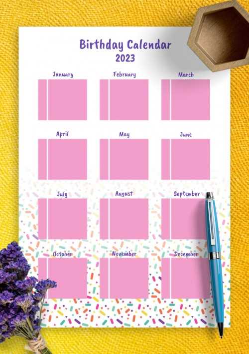 office birthday calendar template