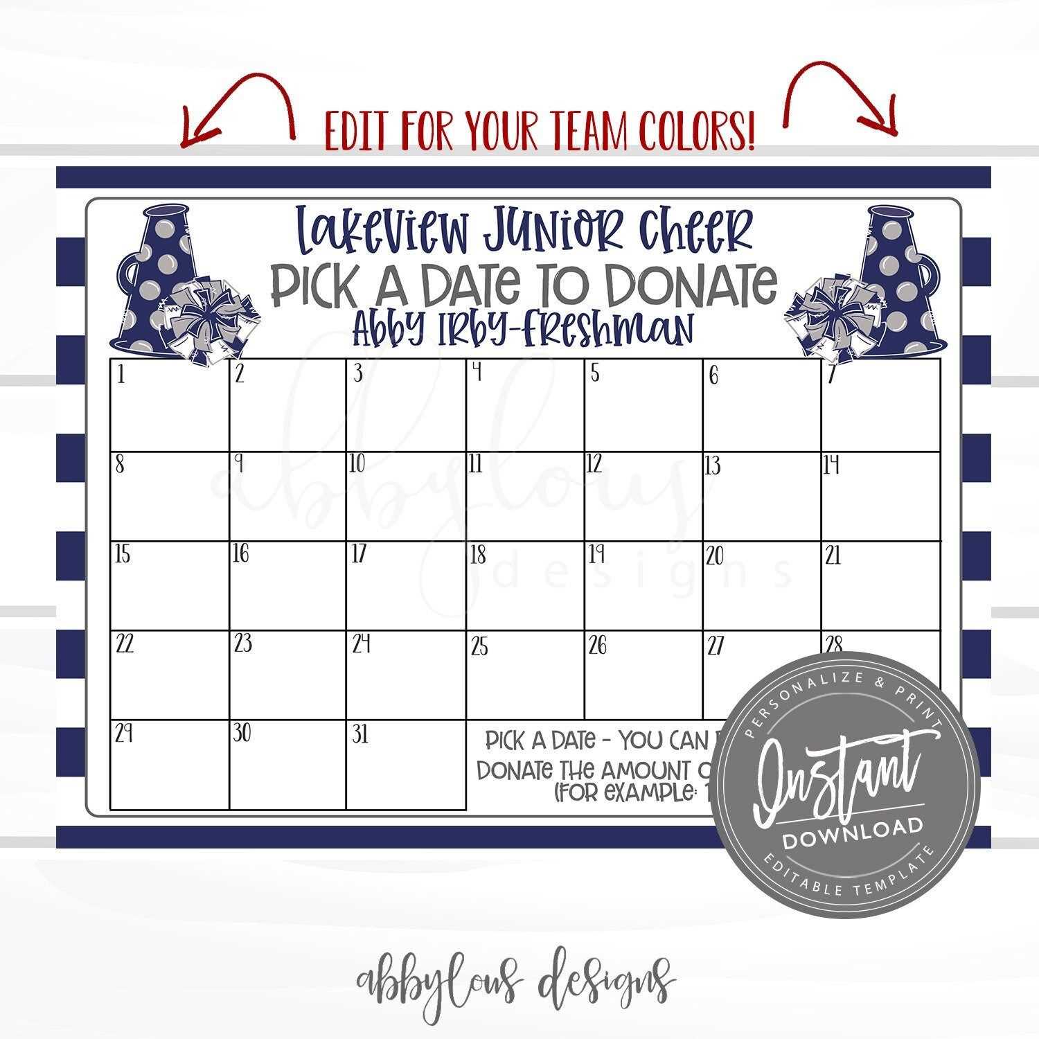 cheer calendar fundraiser template free