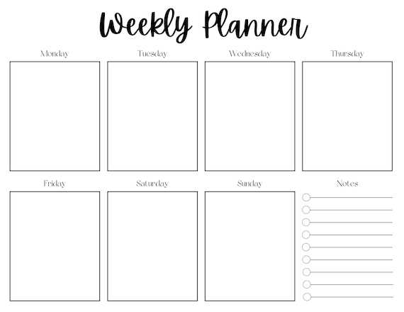 monday sunday weekly calendar template