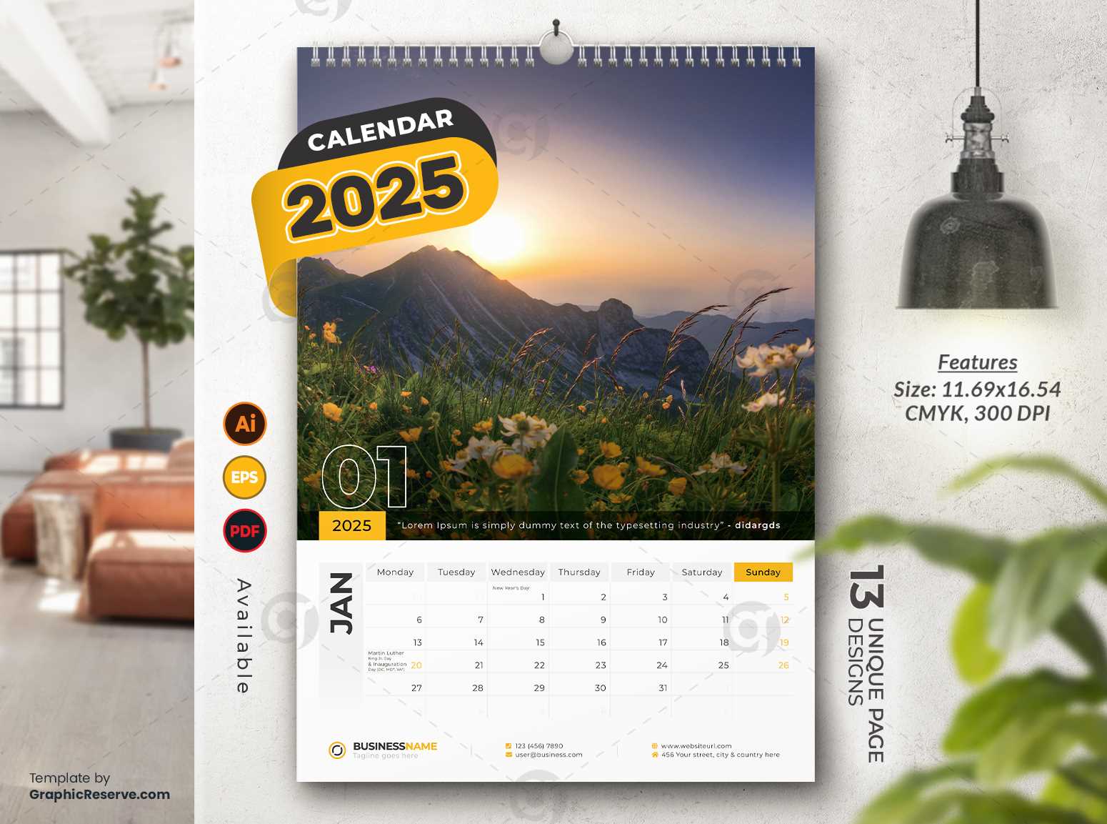 adobe indesign calendar template 2025