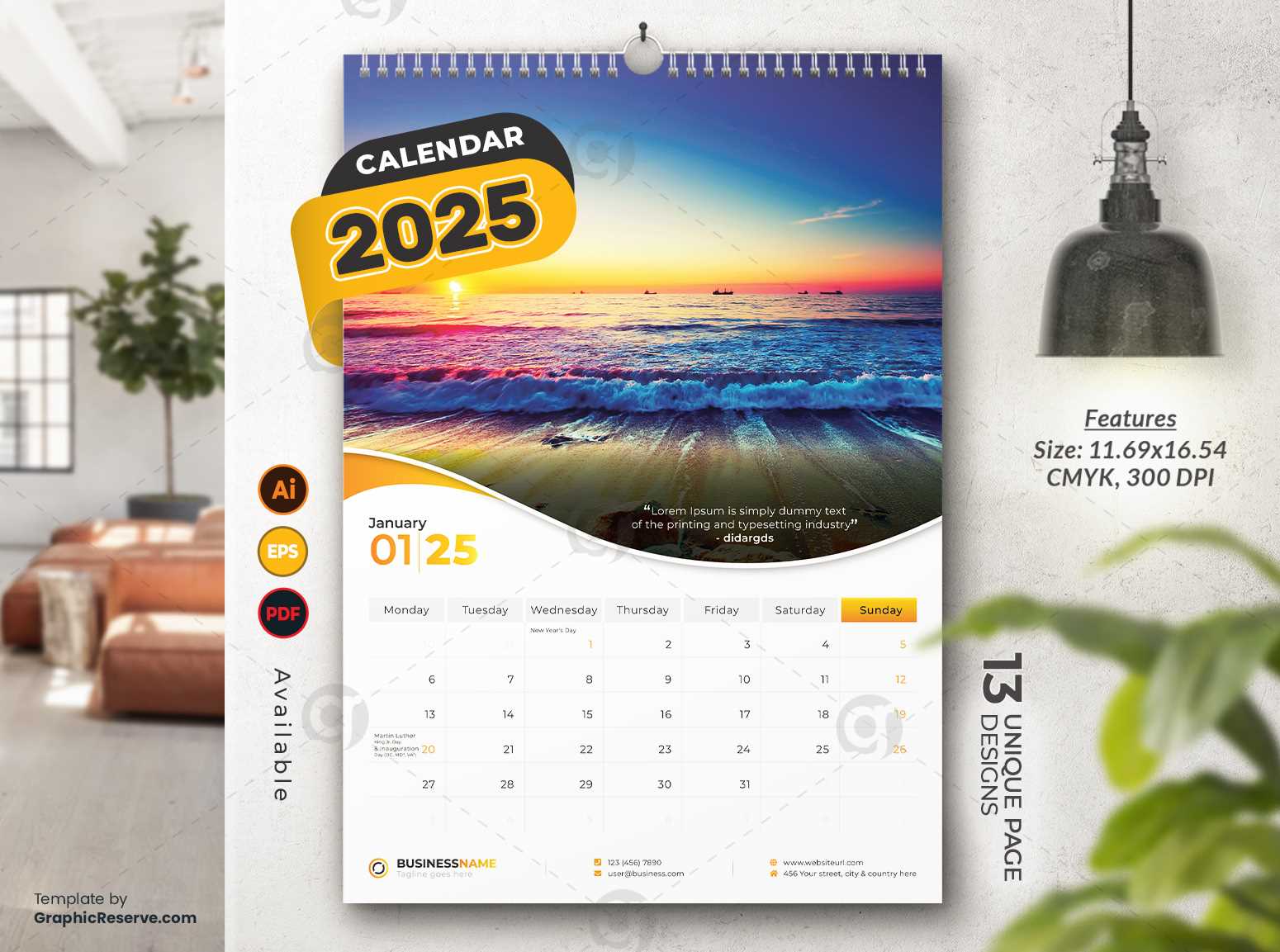 adobe indesign calendar template 2025