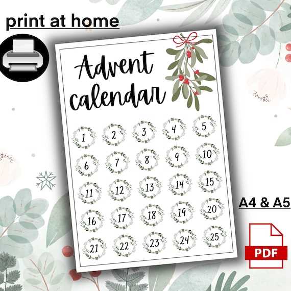 advent calendar templates printable