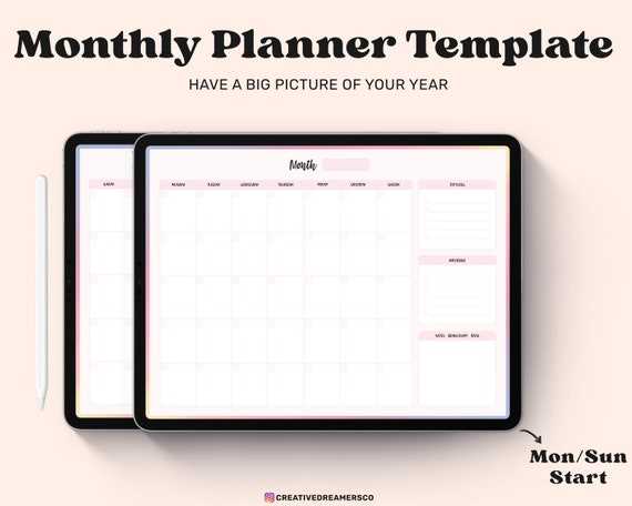 free calendar template goodnotes