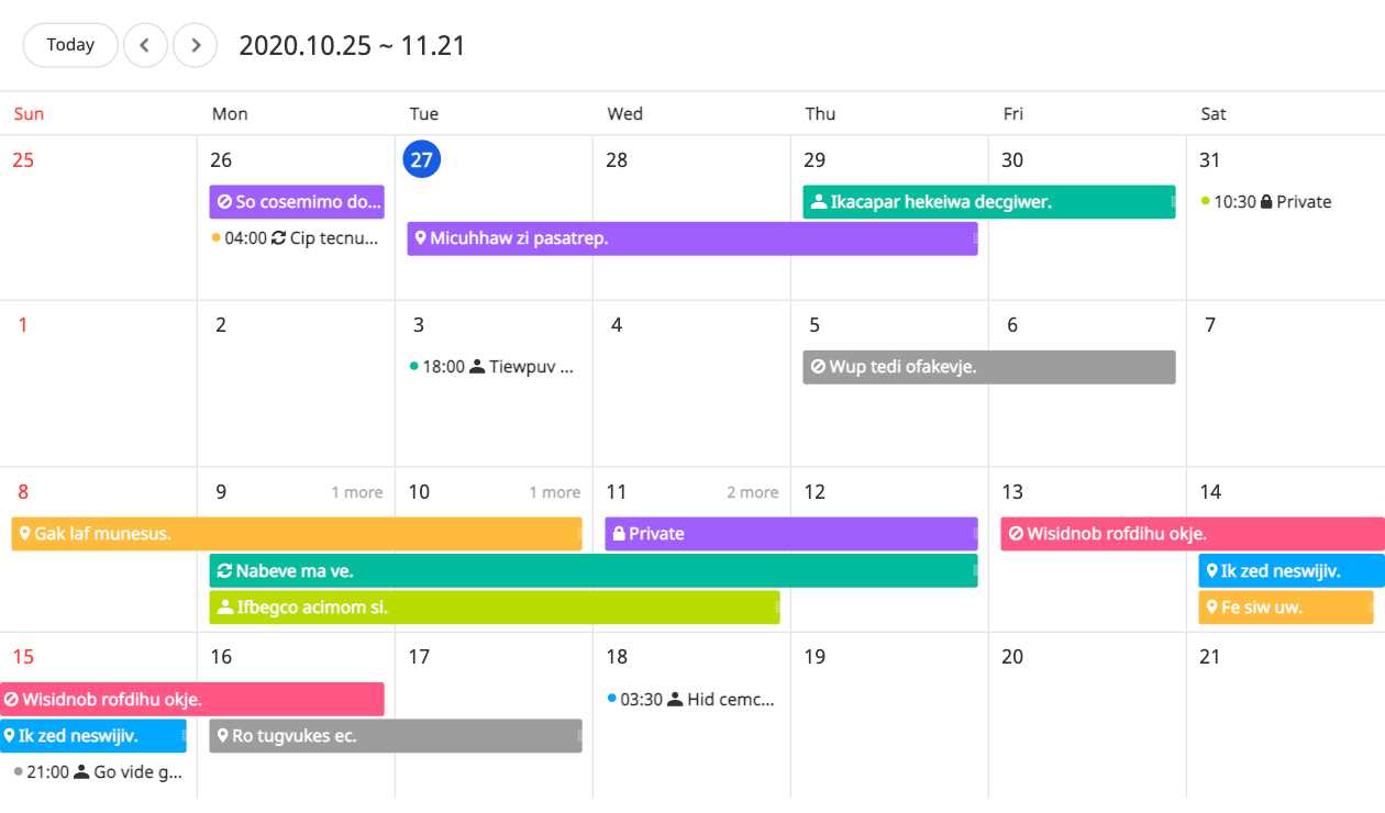 calendar template css