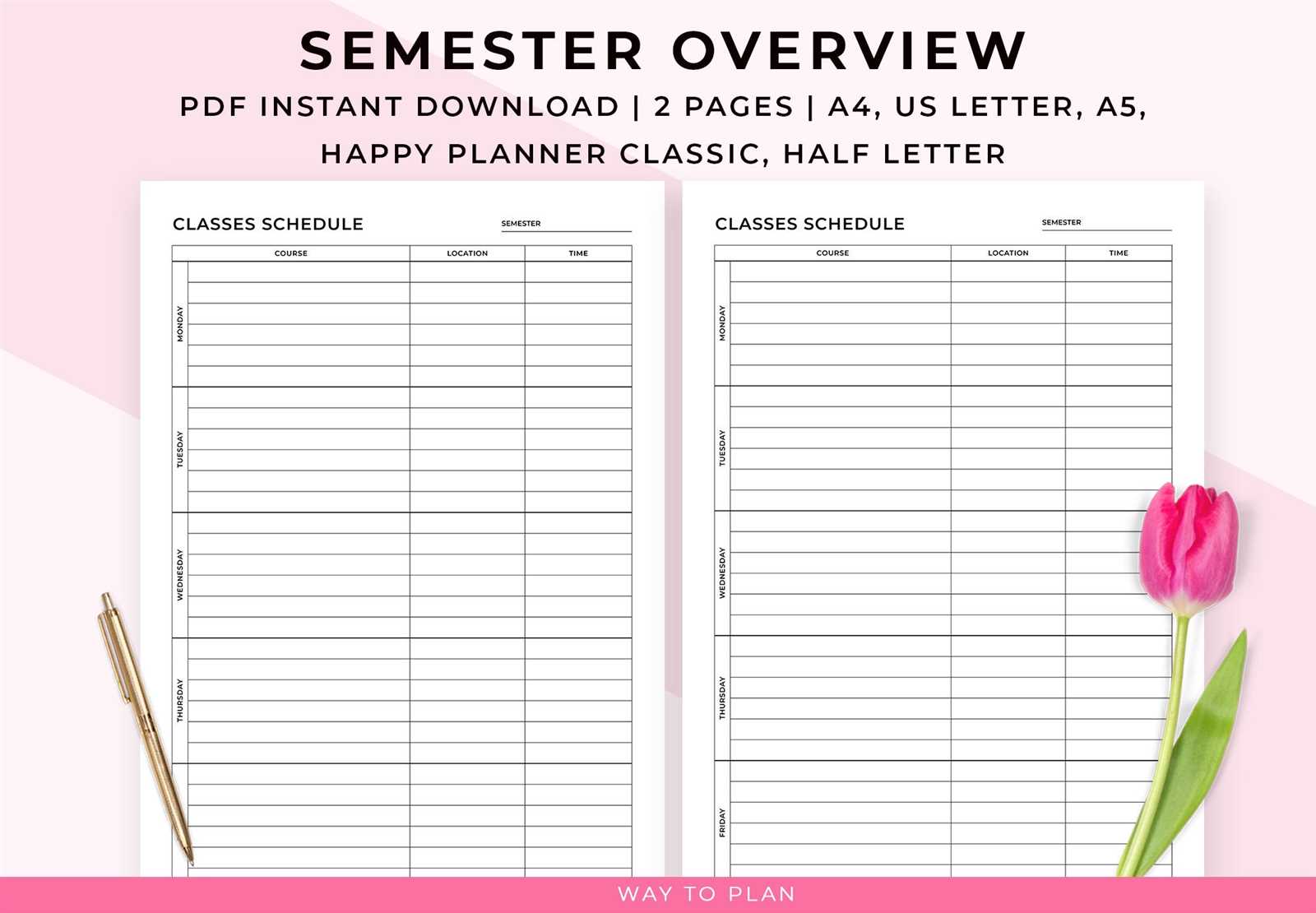 semester at a glance calendar template