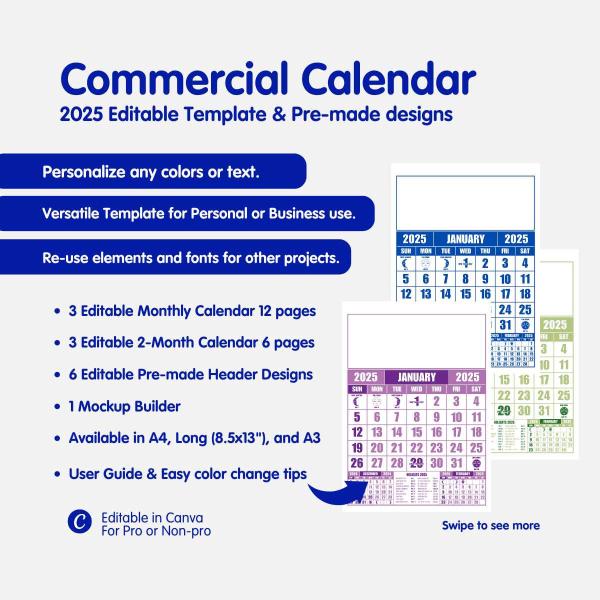 commercial calendar 2025 template