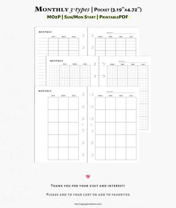 pocket size calendar template