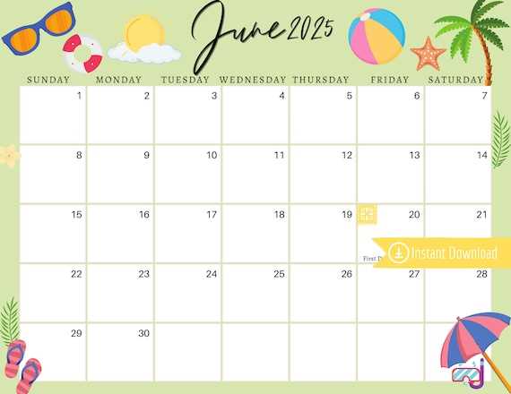 june 2025 calendar template editable