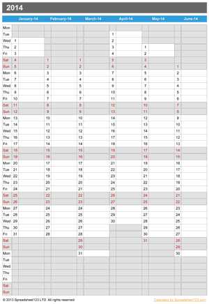 annual calendar planner template