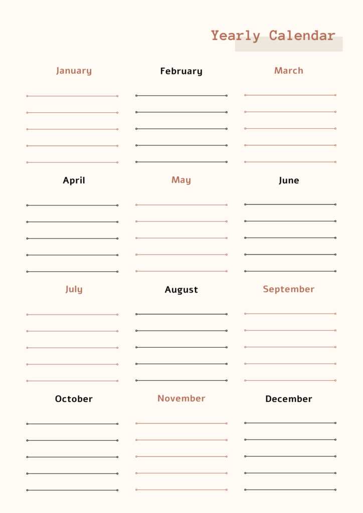 annual calendar planner template