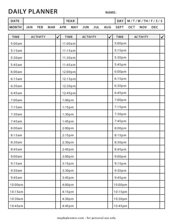 appointment book calendar template