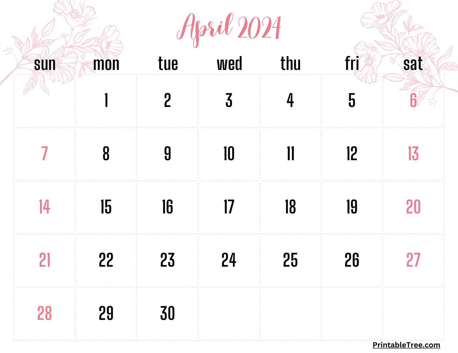 april calendar template