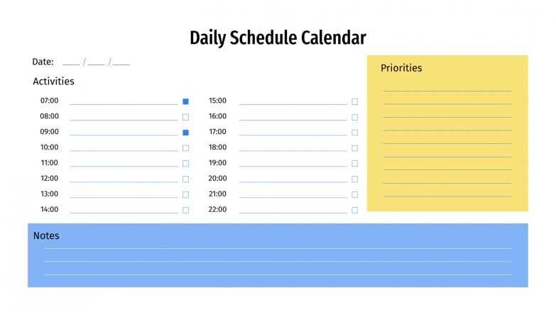 daily routine calendar template