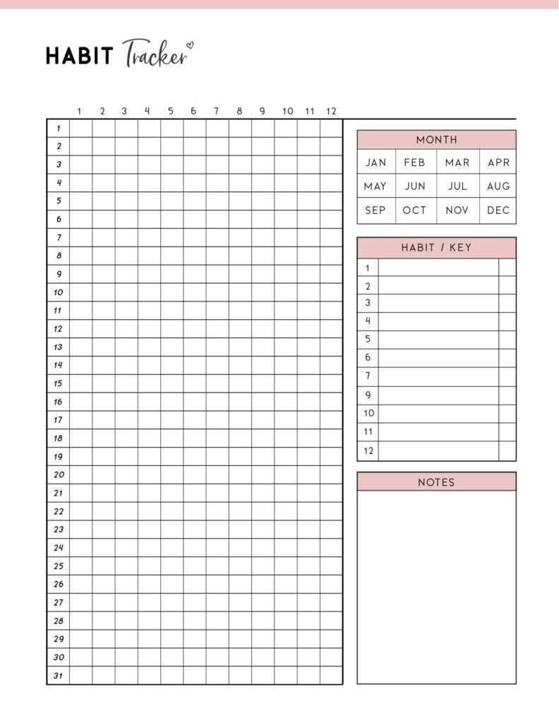 habit calendar template