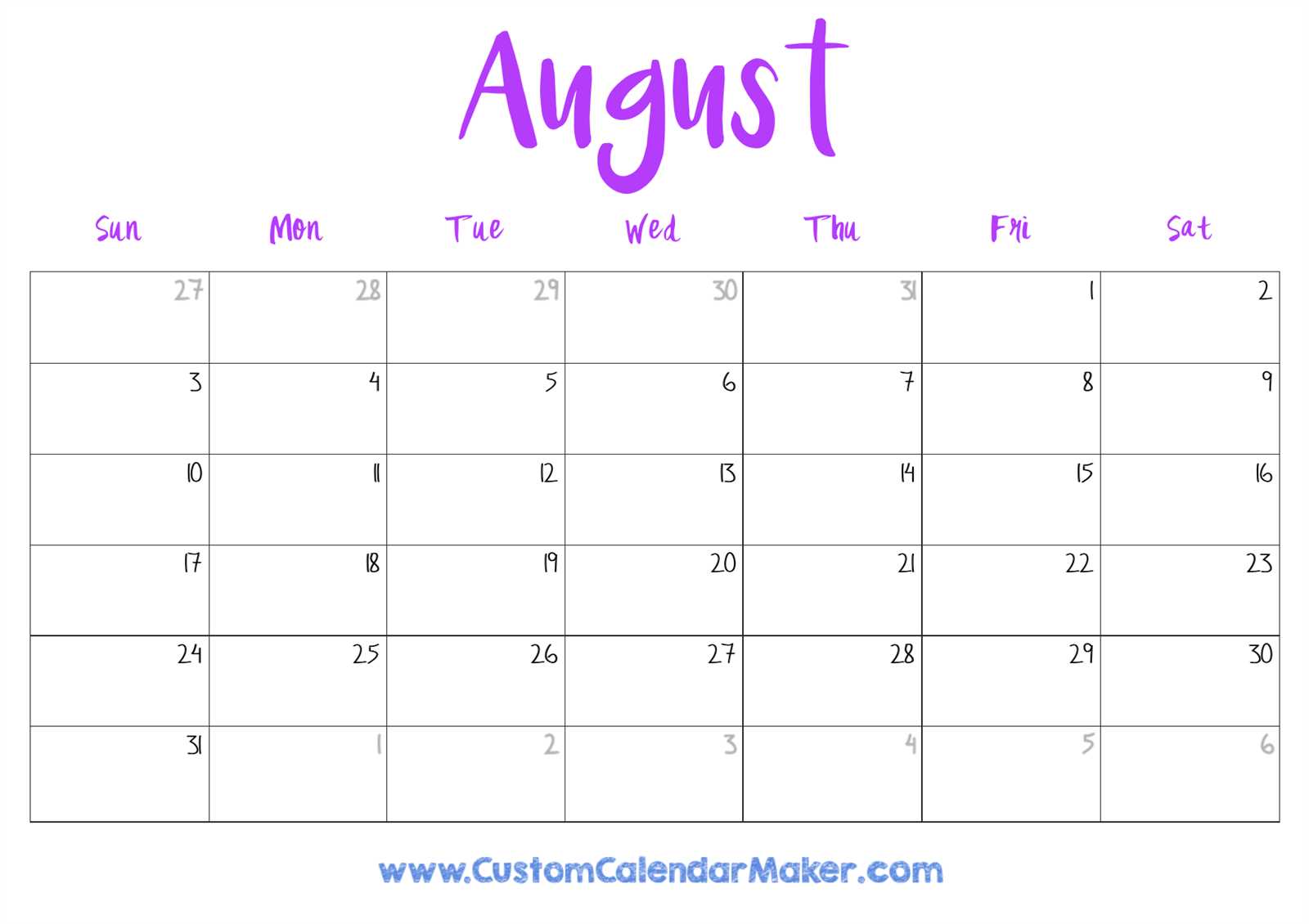 august calendar template 2025