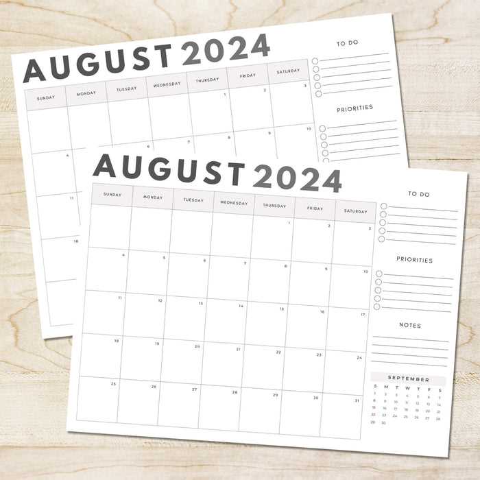 august calendar template