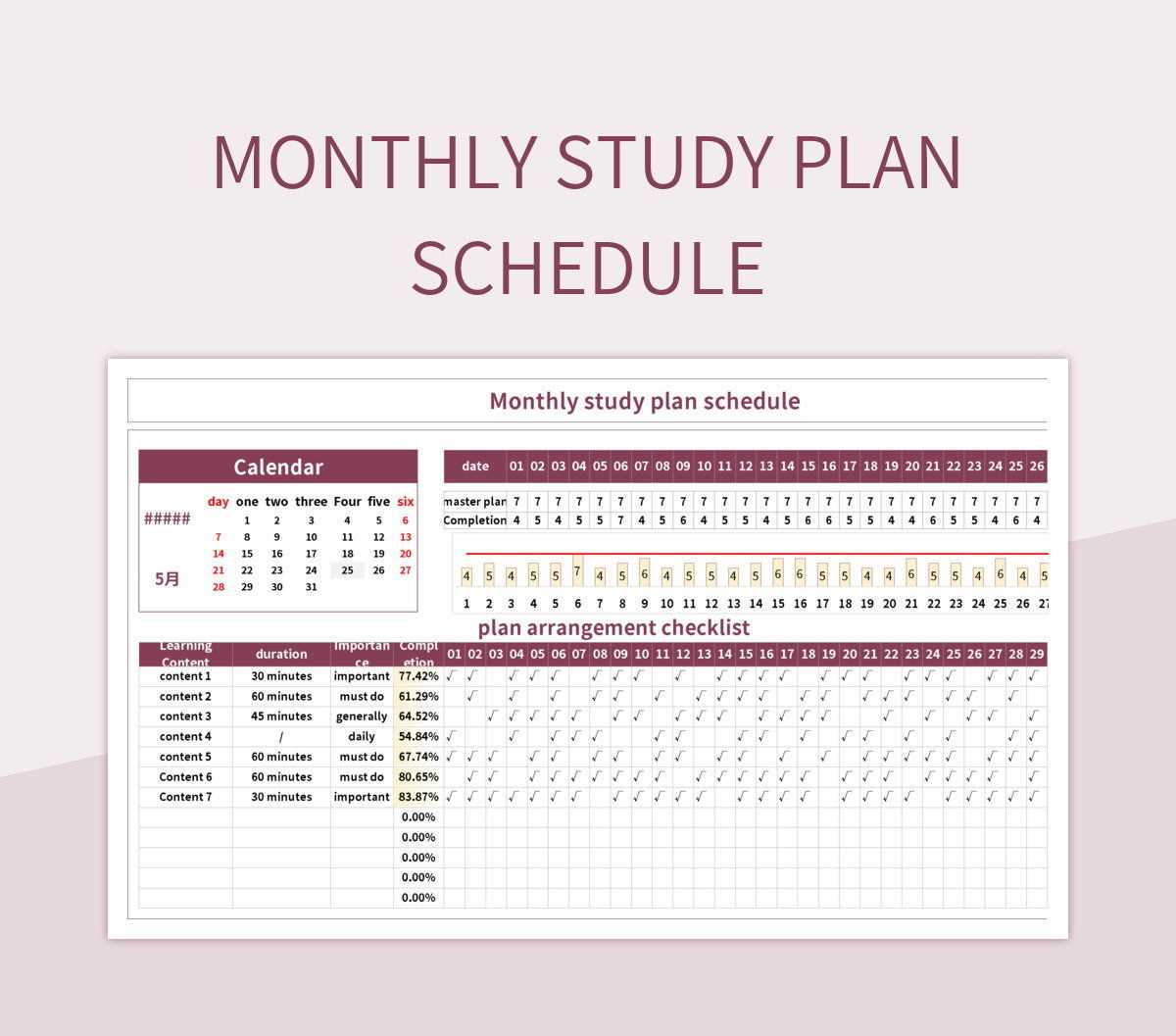 calendar study plan template