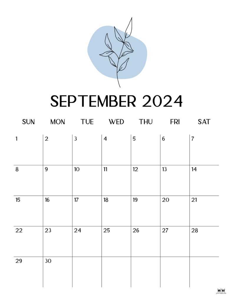 september monthly calendar template