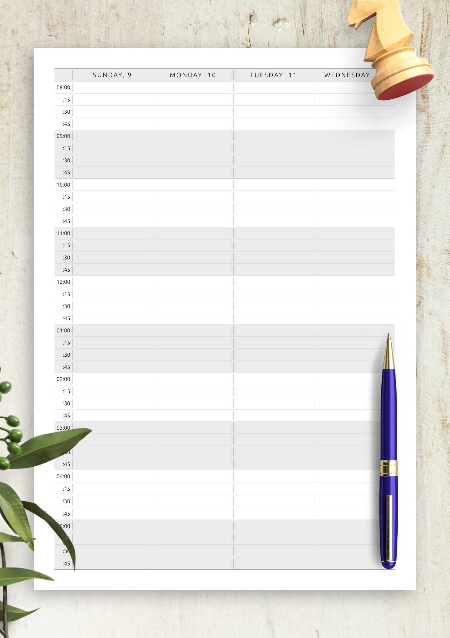 weekly appointment calendar template