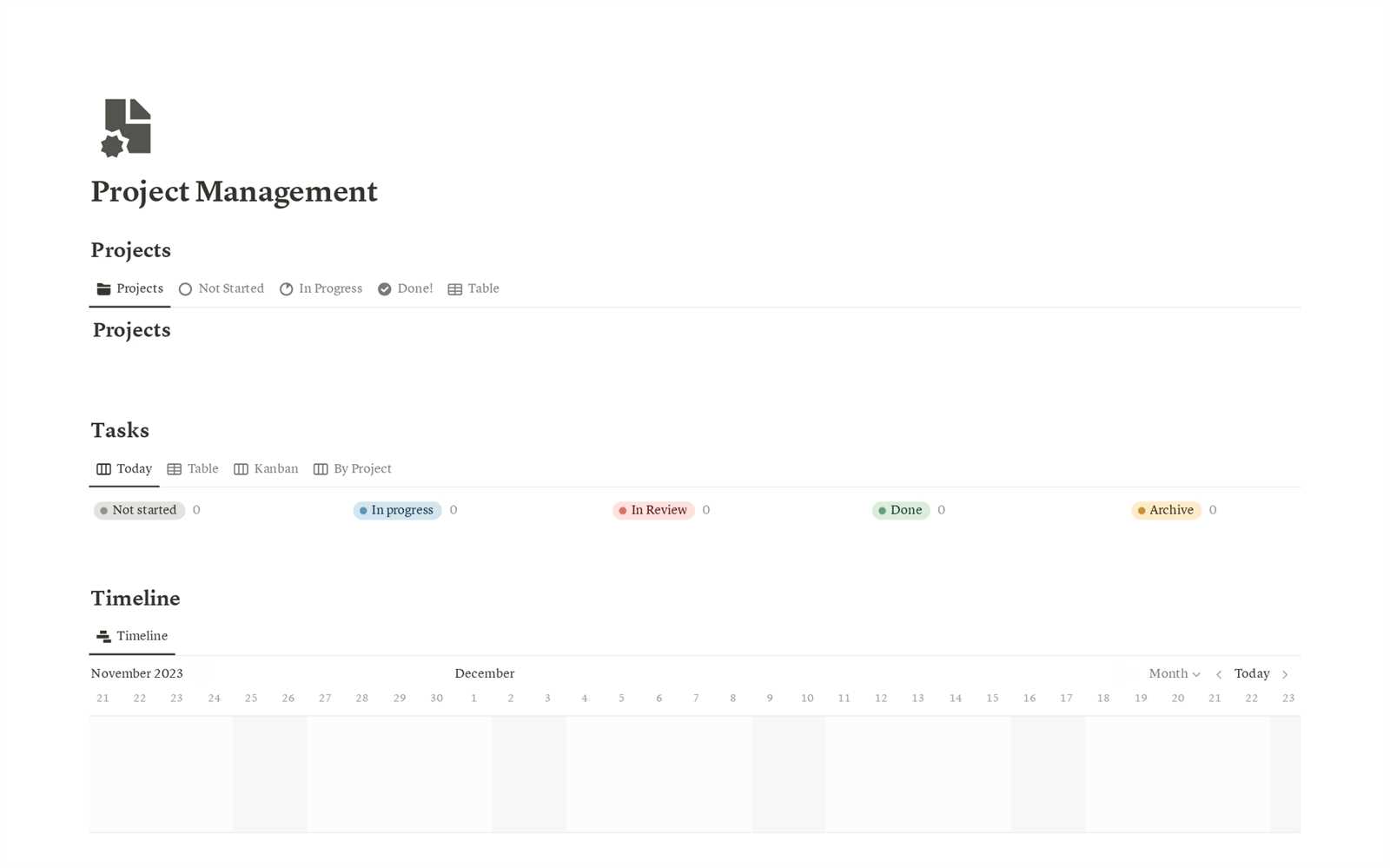 project management calendar template