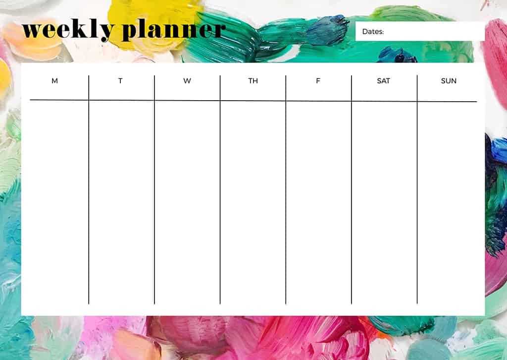 weekly calendar free template