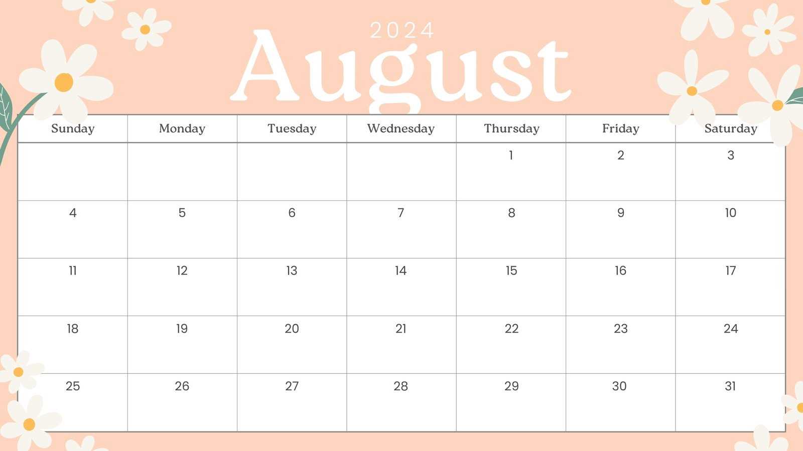 editable august calendar template