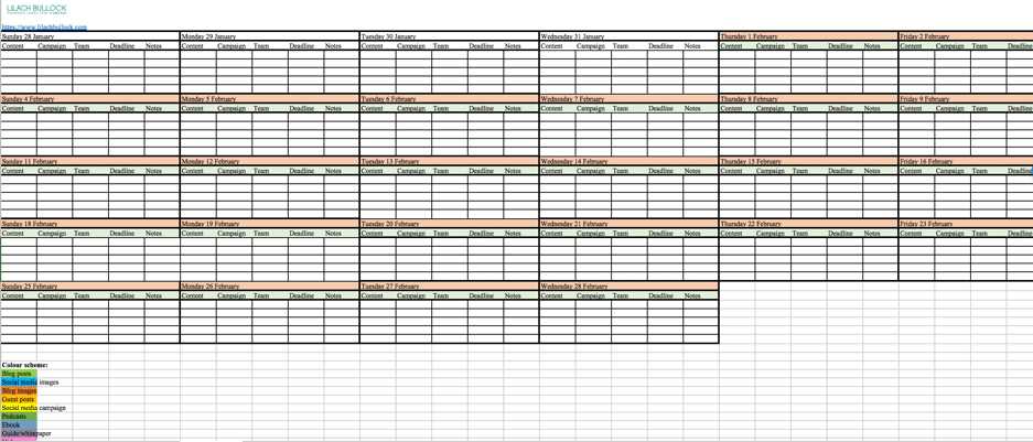 content marketing calendar template free