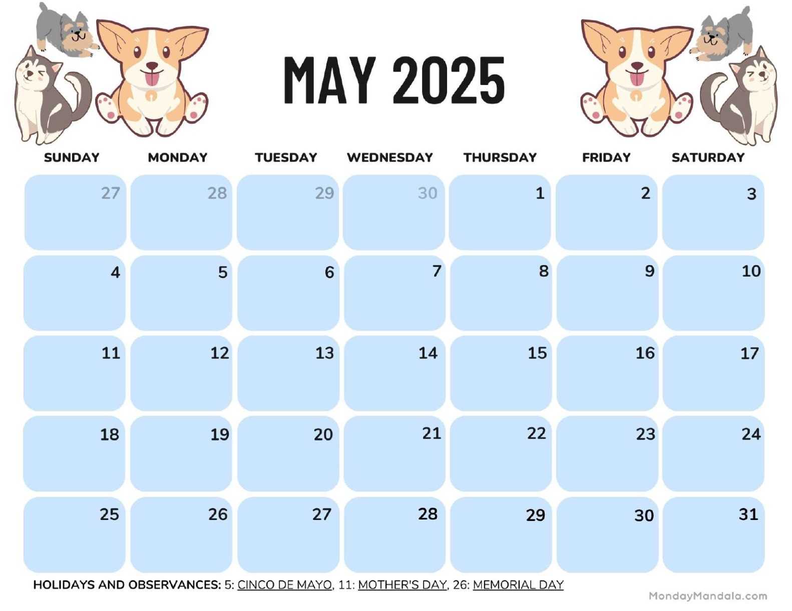may 2026 calendar template