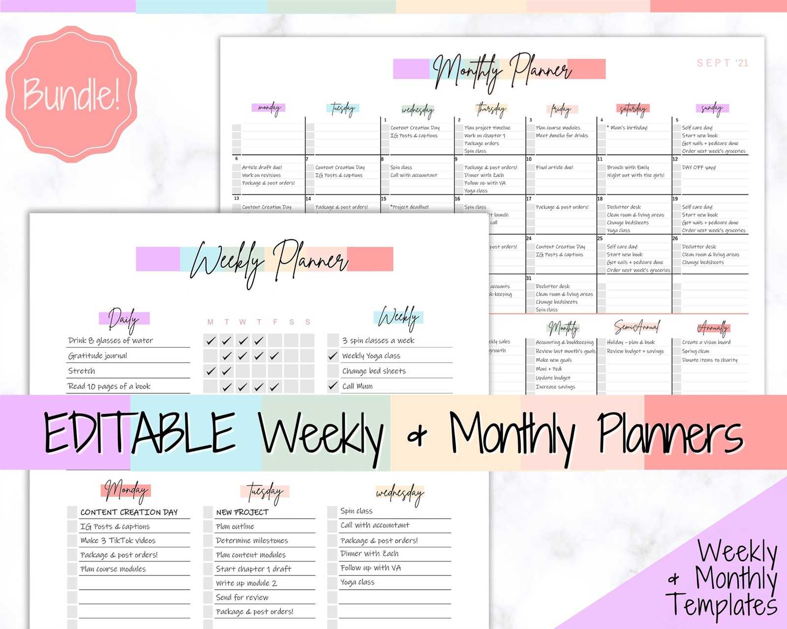 student calendar planner template