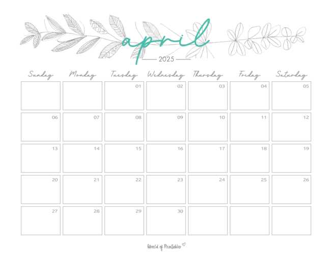 april 2025 calendar template free