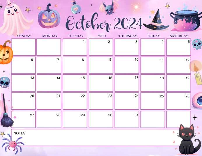 october template calendar