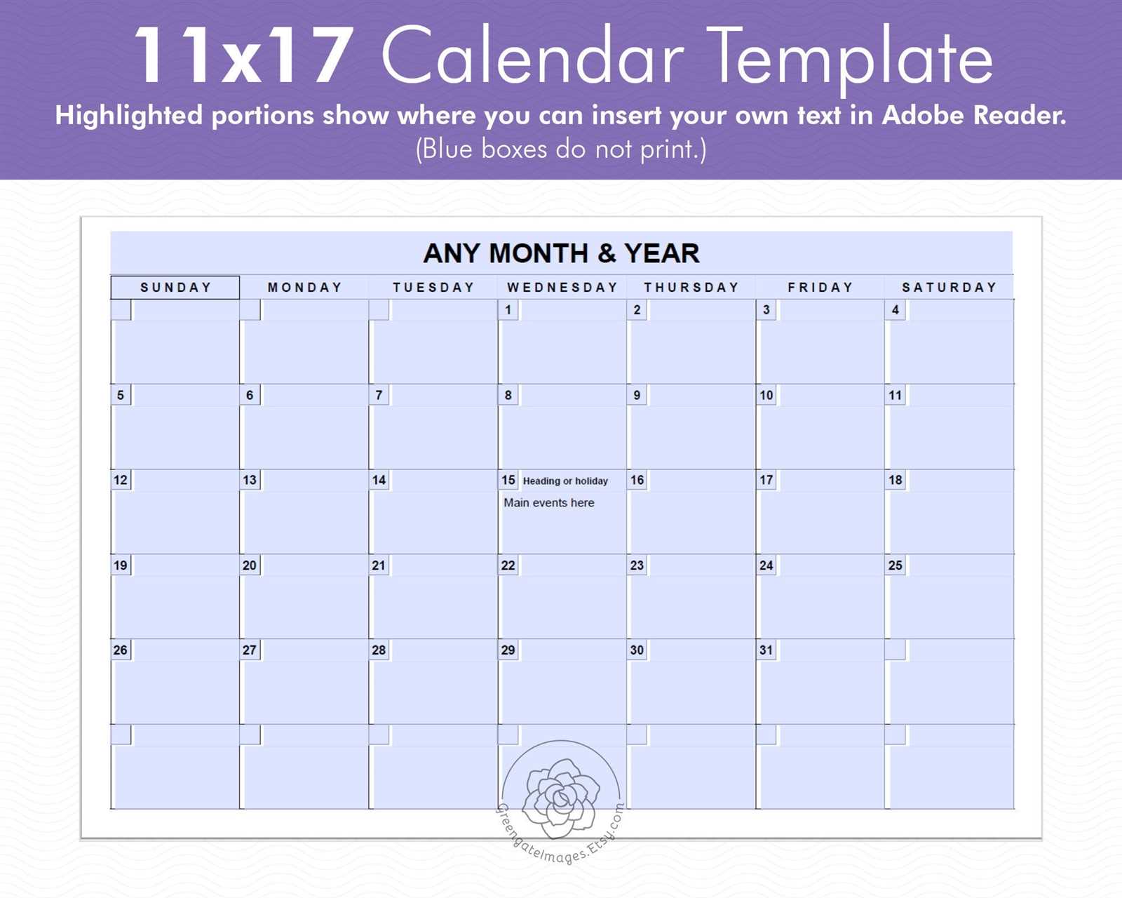 free printable one month calendar template