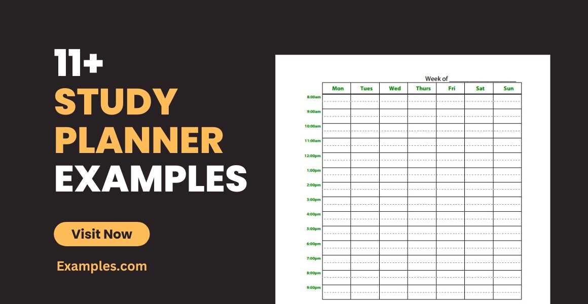 study planner calendar template