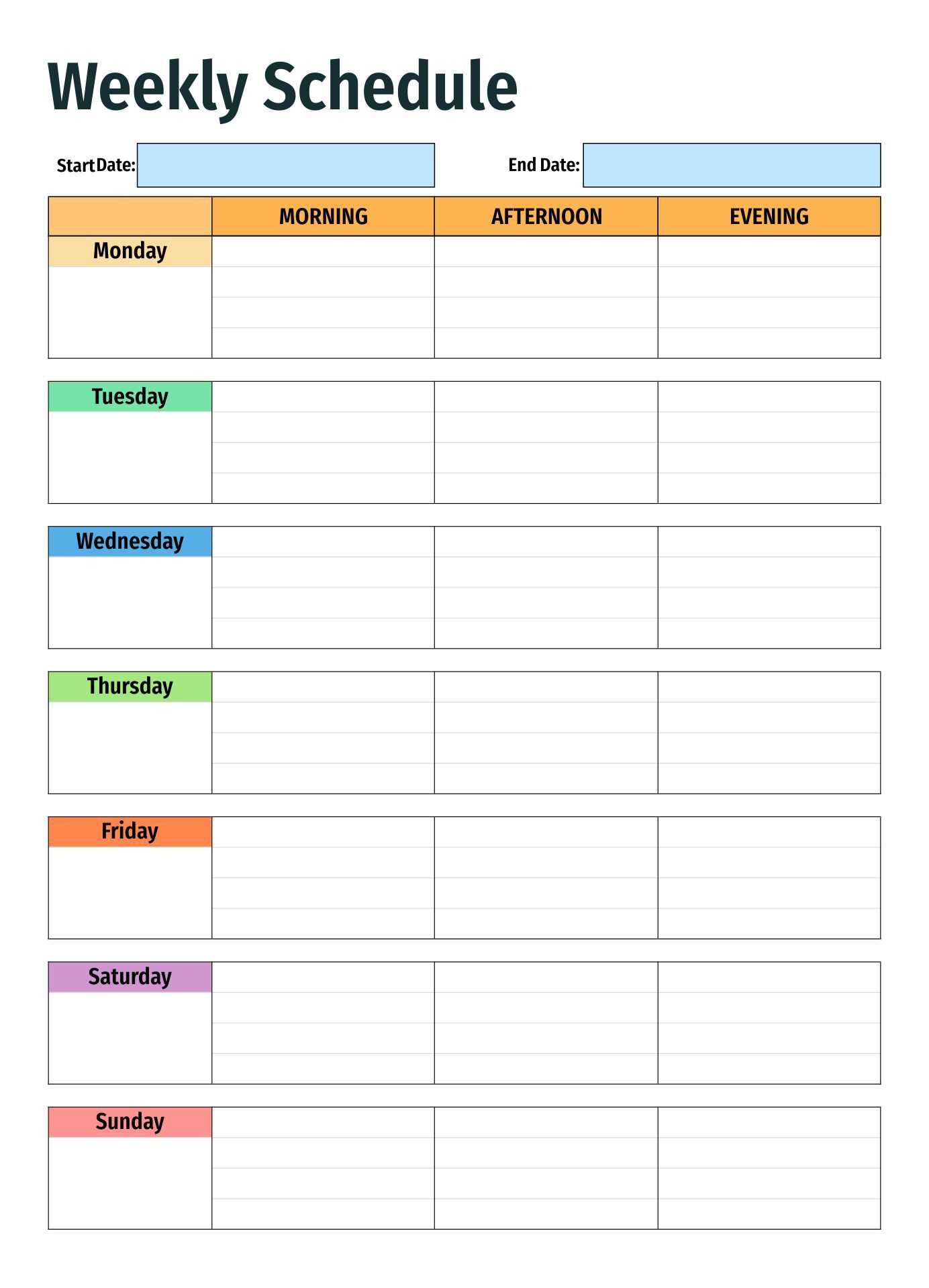 week calendar template