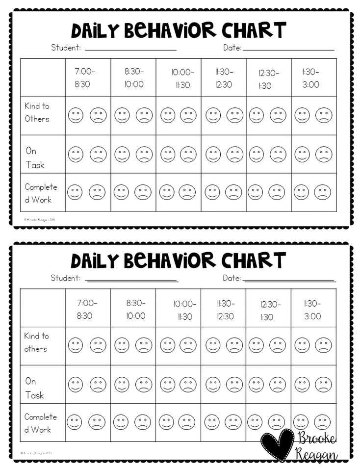 behavior chart calendar template