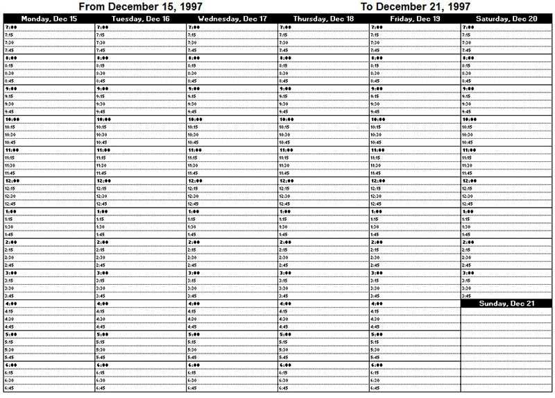 15 minute appointment calendar template