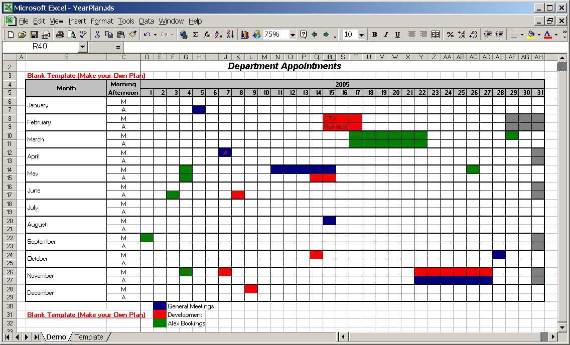 yearly work calendar template