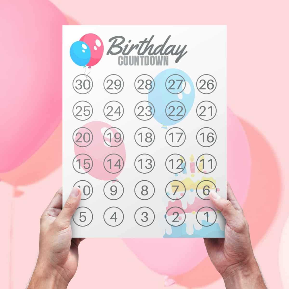 printable countdown calendar template