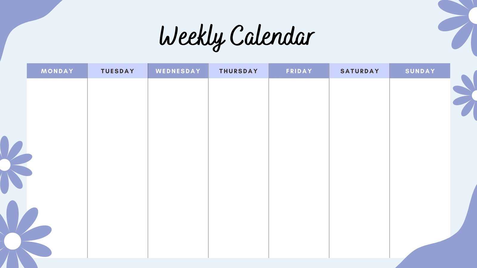 cute weekly calendar template printable