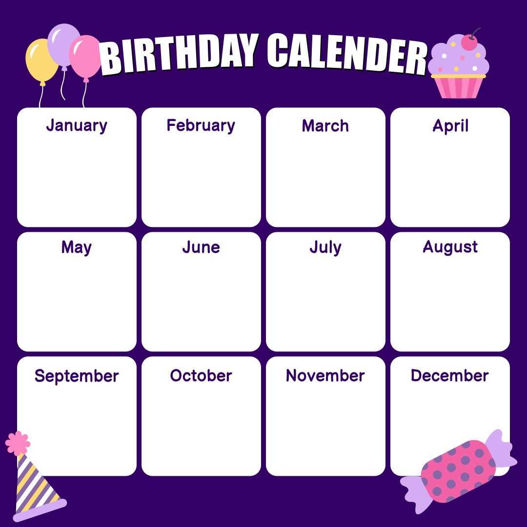 birthday calendar template for office