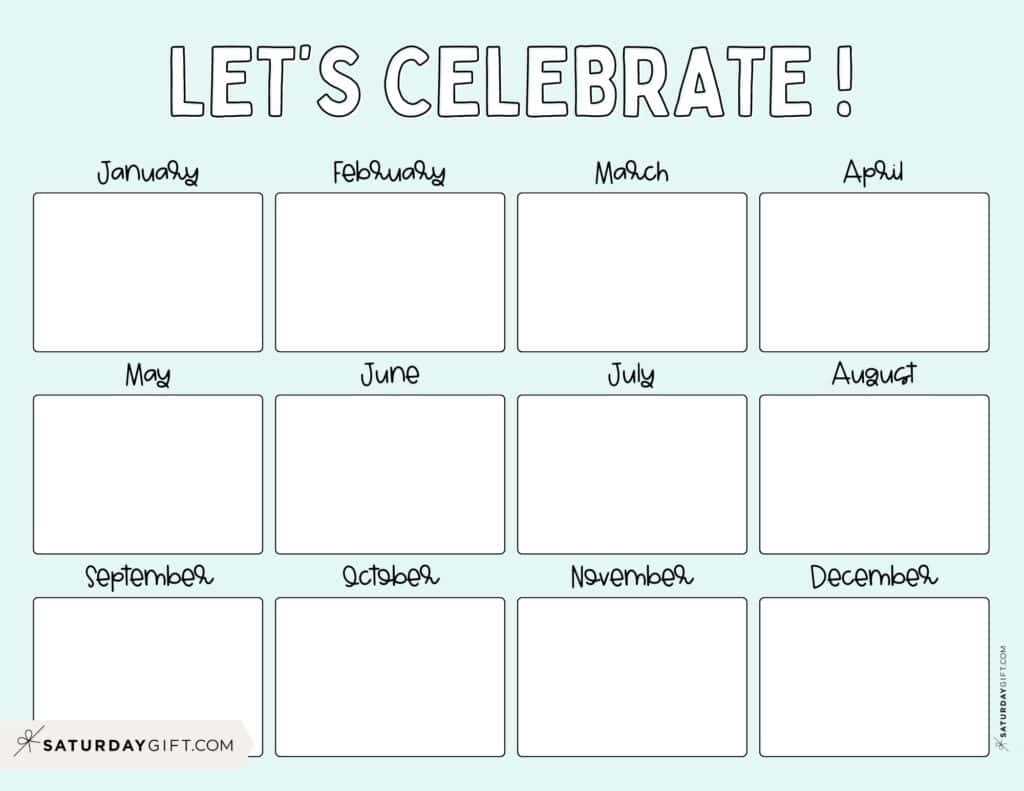 birthday calendar template free printable