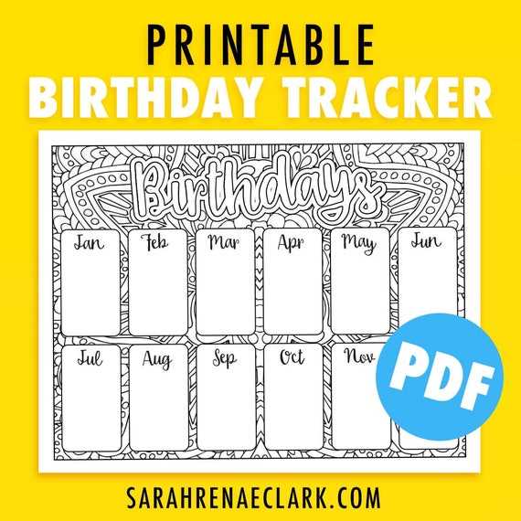 birthday calendar template printable