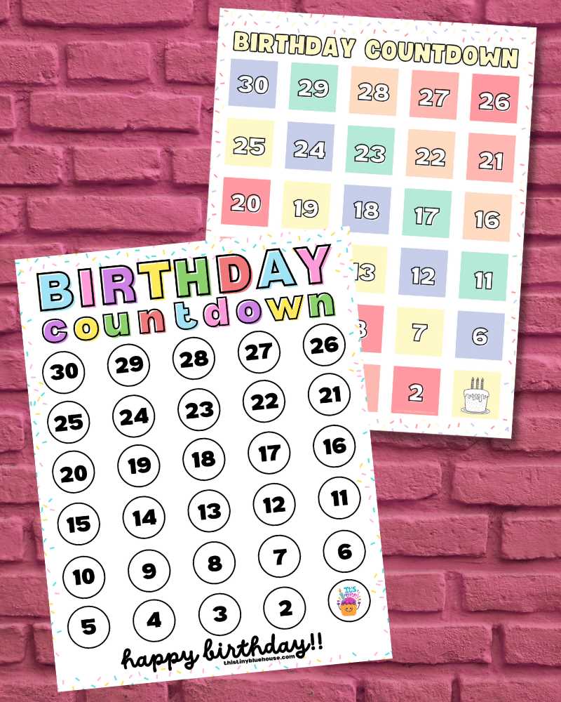 birthday countdown calendar template