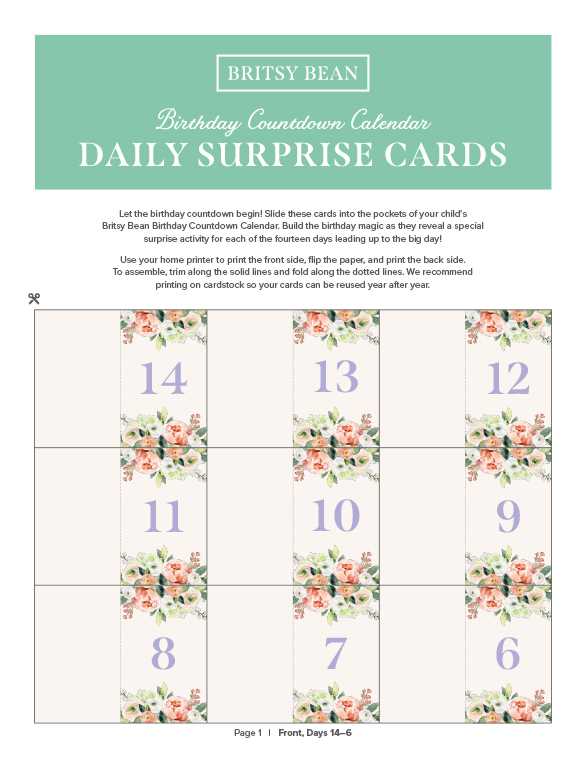 birthday countdown calendar template