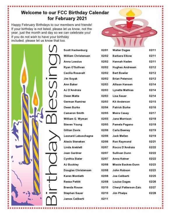 birthday template calendar