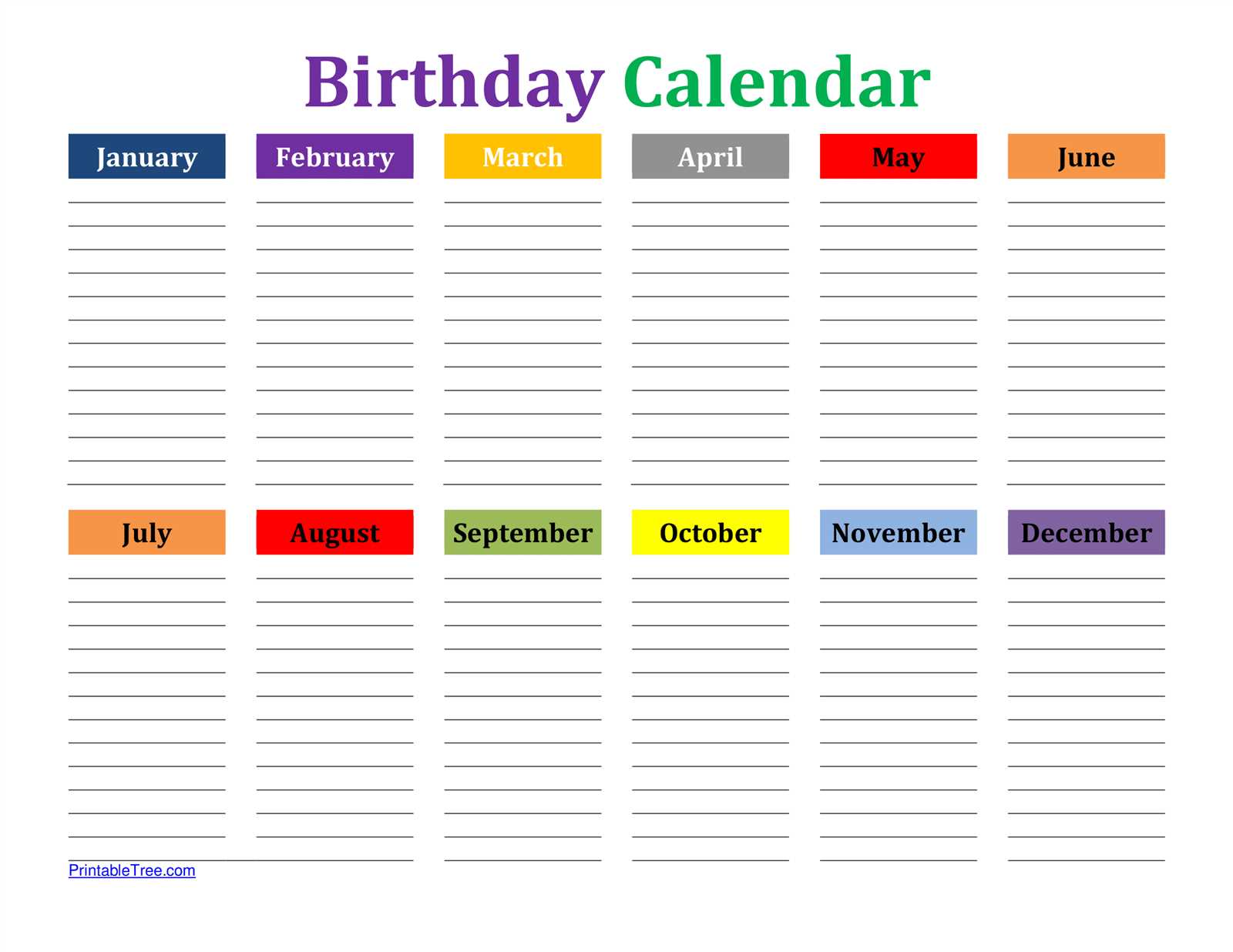 editable birthday calendar template